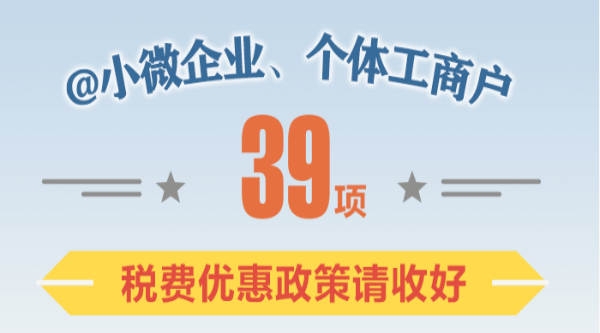 @小微企業、個體工商戶：39項稅費優惠政策請收好